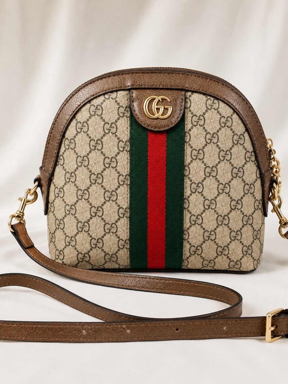 Gucci Ophidia GG Supreme Small Dome Crossbody Bag Web Stripe 499621